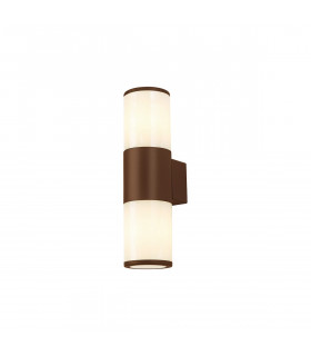 Kirkwood Outdoor Wall Lamp 2 Light E27 IP54 Matt Brown Opal-1