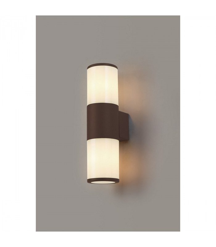 Kirkwood Outdoor Wall Lamp 2 Light E27 IP54 Matt Brown Opal-3