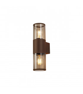 Kirkwood Outdoor Wall Lamp 2 Light E27 IP54 Matt Brown Smoked-1