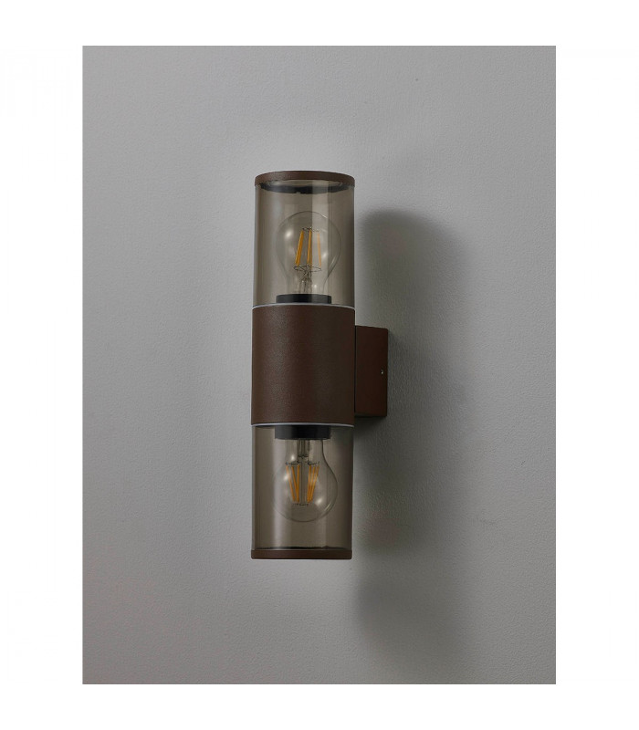 Kirkwood Outdoor Wall Lamp 2 Light E27 IP54 Matt Brown Smoked-7