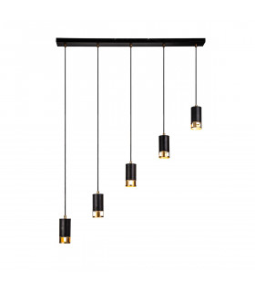 Phelps 5 Light Bar Linear Ceiling Pendant GU10 Black Painted Gold-1