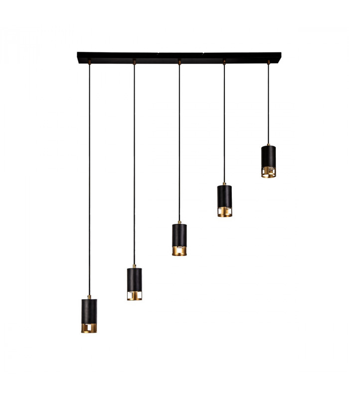 Phelps 5 Light Bar Linear Ceiling Pendant GU10 Black Painted Gold-4