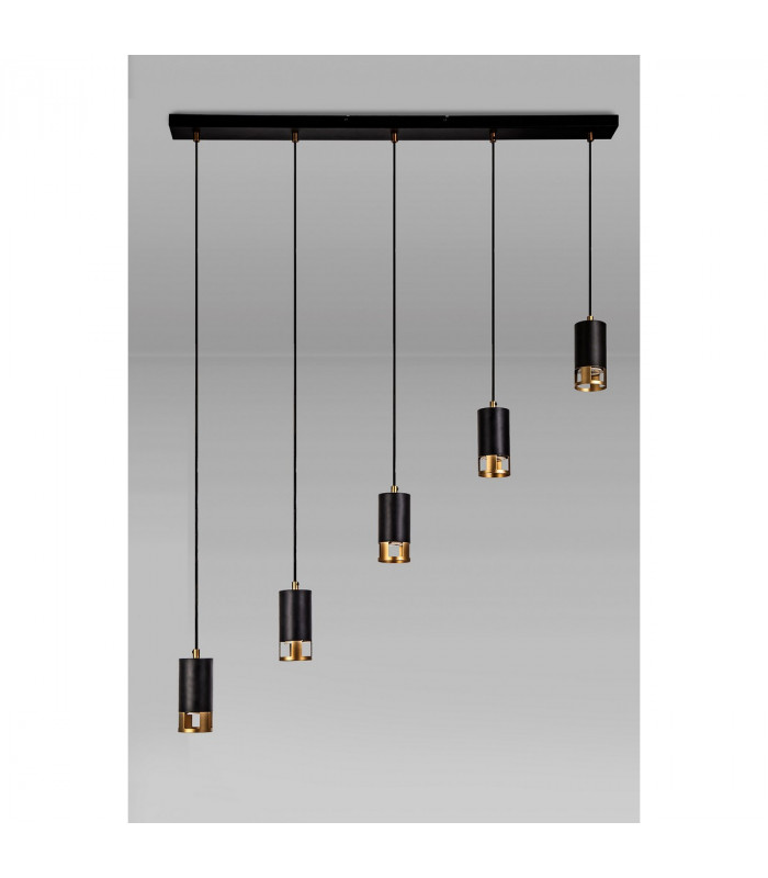 Phelps 5 Light Bar Linear Ceiling Pendant GU10 Black Painted Gold-7