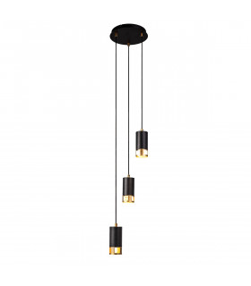 Phelps 3 Light Round Ceiling Pendant GU10 Black Painted Gold-1
