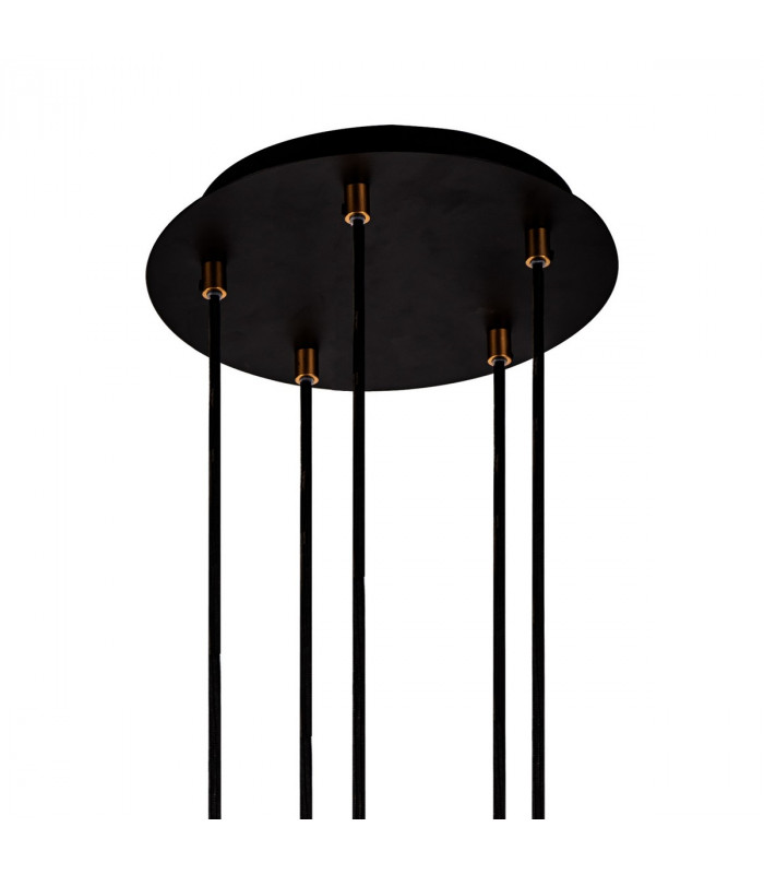 Phelps 5 Light Round Ceiling Pendant GU10 Black Painted Gold-5