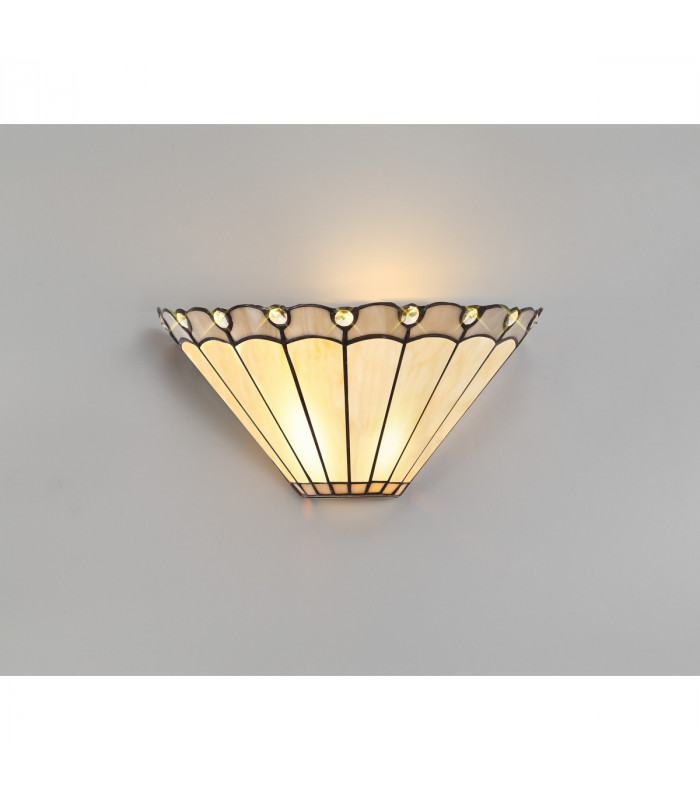 Middleburgh Tiffany Wall Lamp 2 Light E14 Grey Cream Crystal-3