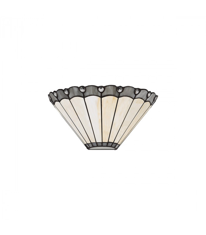 Middleburgh Tiffany Wall Lamp 2 Light E14 Grey Cream Crystal-4