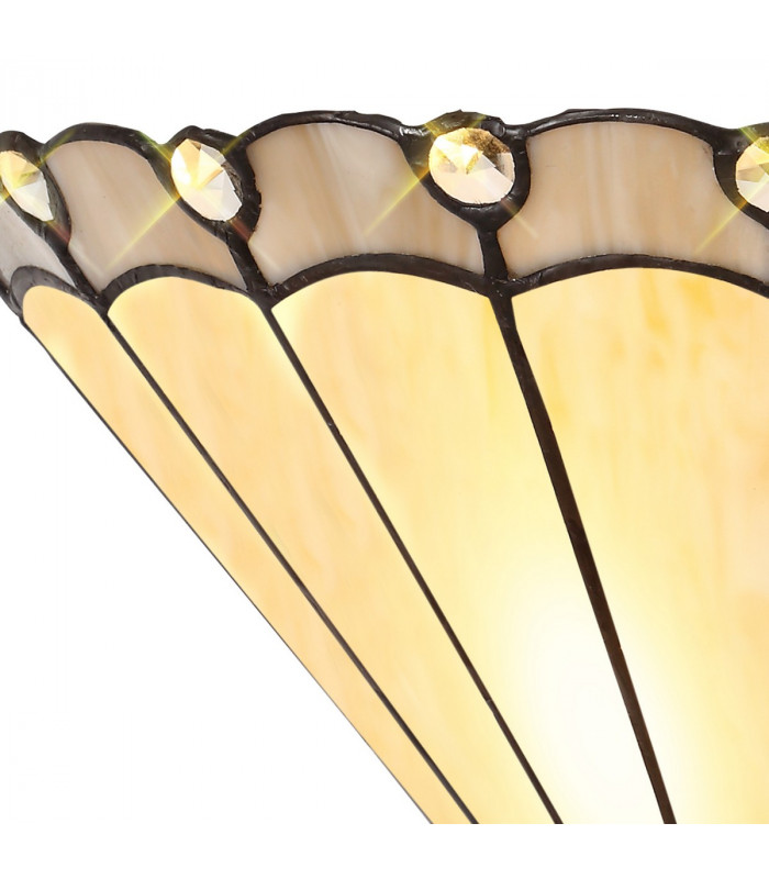 Middleburgh Tiffany Wall Lamp 2 Light E14 Grey Cream Crystal-5