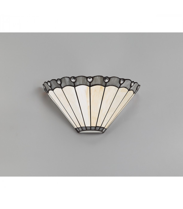 Middleburgh Tiffany Wall Lamp 2 Light E14 Grey Cream Crystal-7