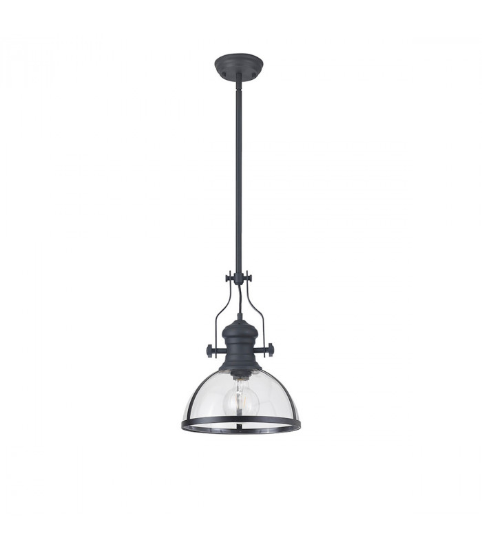 Worcester Ceiling Pendant E27 Graphite With Round 30cm Graphite Clear Glass Shade-4
