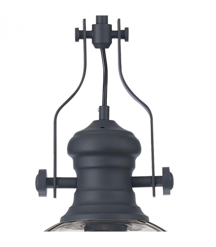 Worcester Ceiling Pendant E27 Graphite With Round 30cm Graphite Clear Glass Shade-6