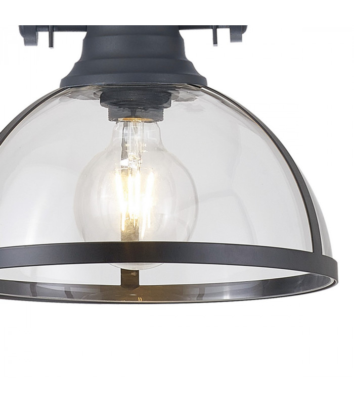 Worcester Ceiling Pendant E27 Graphite With Round 30cm Graphite Clear Glass Shade-7