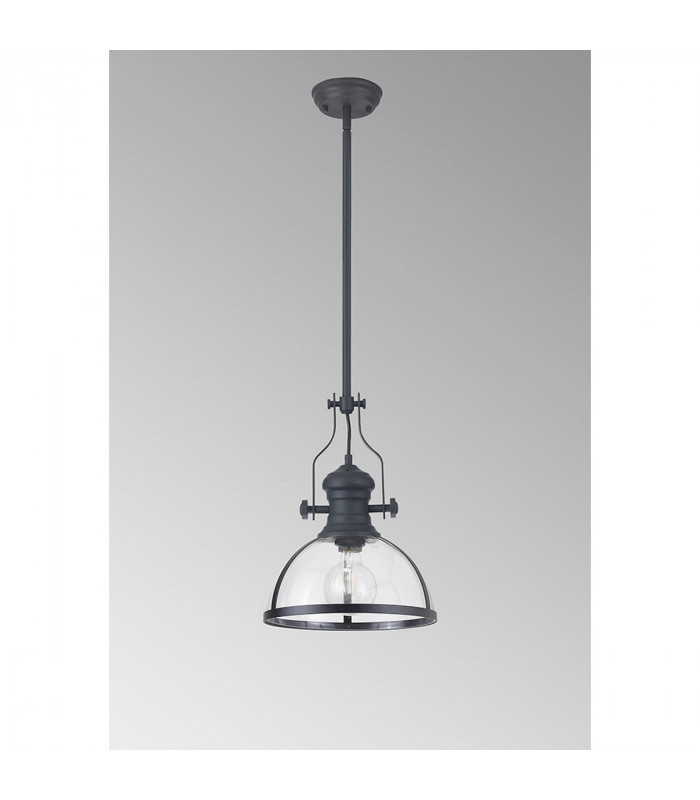 Worcester Ceiling Pendant E27 Graphite With Round 30cm Graphite Clear Glass Shade-8
