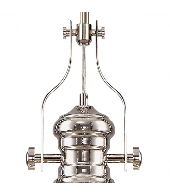 Worcester Ceiling Pendant E27 Polished Nickel With Round 30cm Polished Nickel Clear Glass Shade-6