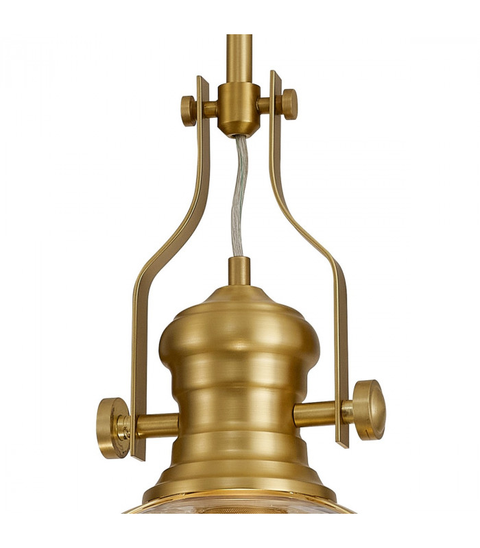 Worcester Ceiling Pendant E27 Satin Gold With Round 30cm Satin Gold Clear Glass Shade-6