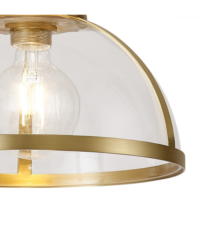 Worcester Ceiling Pendant E27 Satin Gold With Round 30cm Satin Gold Clear Glass Shade-7