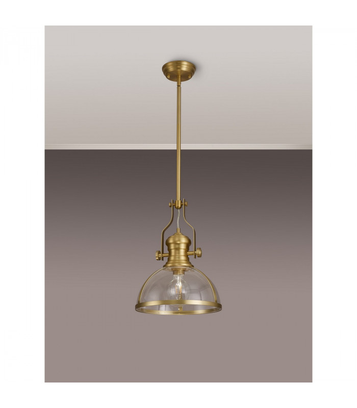 Worcester Ceiling Pendant E27 Satin Gold With Round 30cm Satin Gold Clear Glass Shade-8