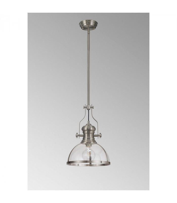 Worcester Ceiling Pendant E27 Satin Nickel With Round 30cm Satin Nickel Clear Glass Shade-8