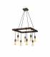 Hampton Square Ceiling Pendant 8 Light E27 Medium Oak Antique Brass-1