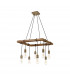 Hampton Square Ceiling Pendant 8 Light E27 Medium Oak Antique Brass-5