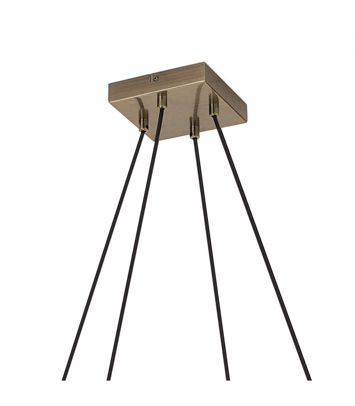 Hampton Square Ceiling Pendant 8 Light E27 Medium Oak Antique Brass-6