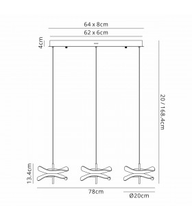 Amsterdam Linear Ceiling Pendant 3 Light 6W LED 4000K 1500lm Polished Chrome-2