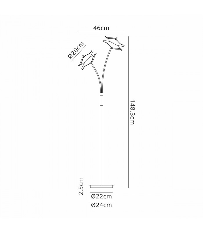Amsterdam Floor Lamp 2 Light 6W LED 4000K 920lm Polished Chrome-2