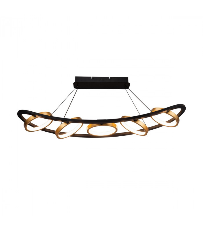 Geneseo Linear Ceiling Pendant 5 Ring 36W LED 3200K 2200lm Satin Black Gold-1