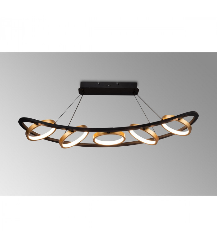 Geneseo Linear Ceiling Pendant 5 Ring 36W LED 3200K 2200lm Satin Black Gold-3