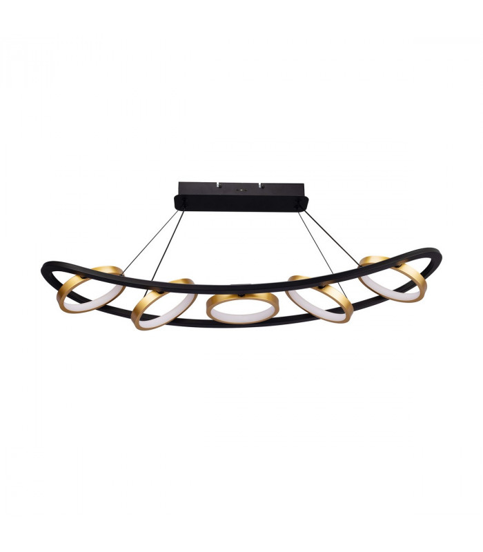 Geneseo Linear Ceiling Pendant 5 Ring 36W LED 3200K 2200lm Satin Black Gold-4