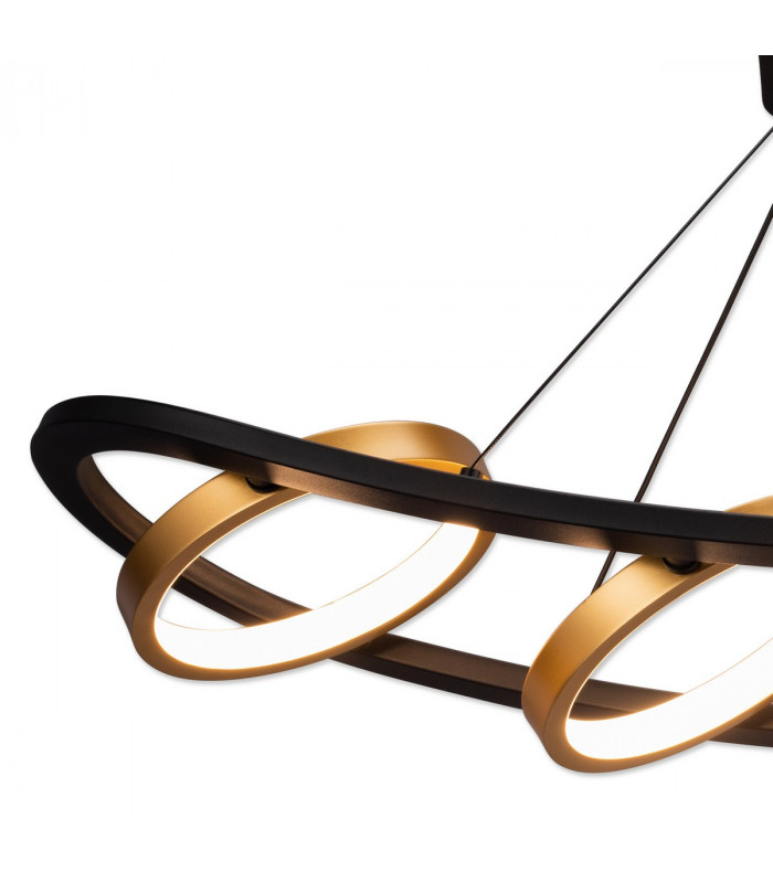 Geneseo Linear Ceiling Pendant 5 Ring 36W LED 3200K 2200lm Satin Black Gold-6