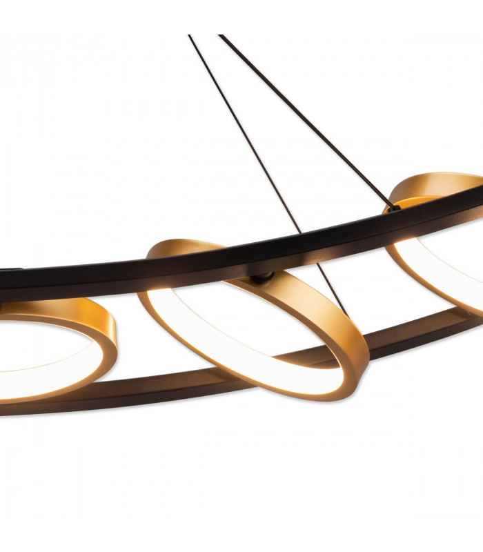 Geneseo Linear Ceiling Pendant 5 Ring 36W LED 3200K 2200lm Satin Black Gold-7