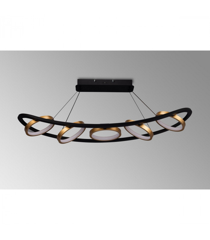 Geneseo Linear Ceiling Pendant 5 Ring 36W LED 3200K 2200lm Satin Black Gold-8