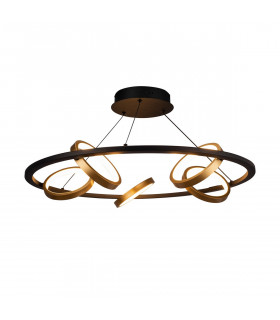 Geneseo Round Ceiling Pendant 5 Ring 36W LED 3200K 2200lm Satin Black Gold-1