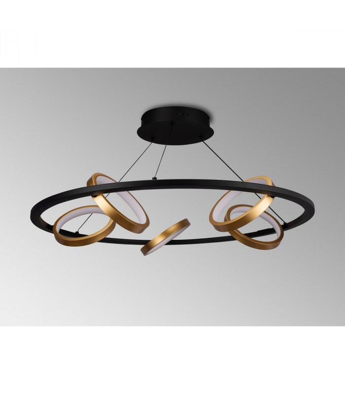 Geneseo Round Ceiling Pendant 5 Ring 36W LED 3200K 2200lm Satin Black Gold-8