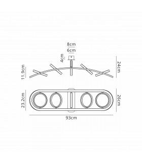 Geneseo Linear Ceiling Lamp 5 Ring 36W LED 3200K 2200lm Satin Black Gold-2