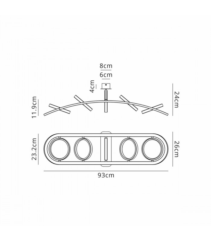 Geneseo Linear Ceiling Lamp 5 Ring 36W LED 3200K 2200lm Satin Black Gold-2
