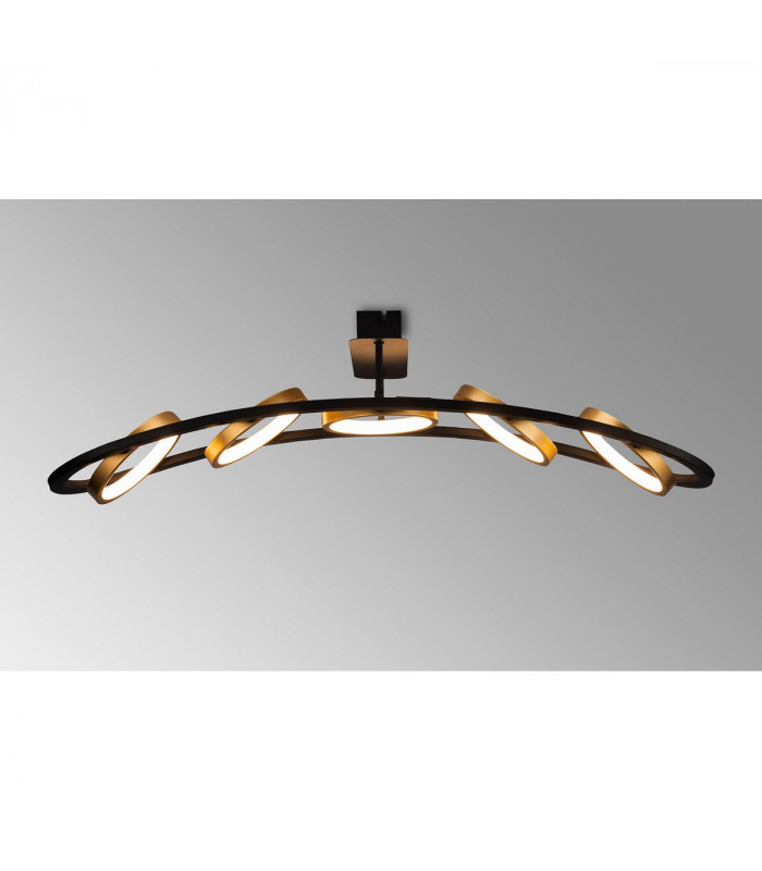 Geneseo Linear Ceiling Lamp 5 Ring 36W LED 3200K 2200lm Satin Black Gold-3