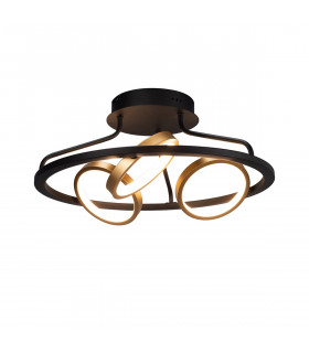 Geneseo Round Ceiling Lamp 3 Ring 25W LED 3200K 1375lm Satin Black Gold-1