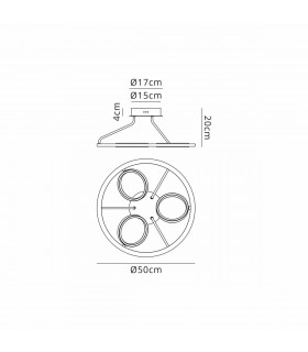 Geneseo Round Ceiling Lamp 3 Ring 25W LED 3200K 1375lm Satin Black Gold-2