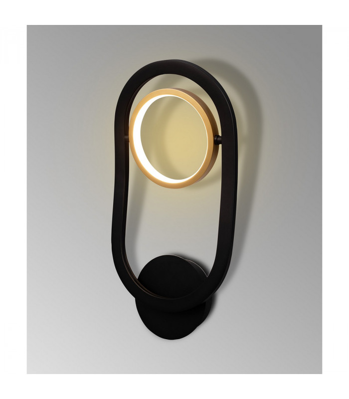 Geneseo Wall Lamp 1 Ring 8W LED 3200K 440lm Satin Black Gold-3