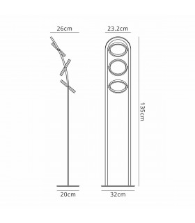 Geneseo Floor Lamp 3 Ring 25W LED 3200K 1375lm Satin Black Gold-2
