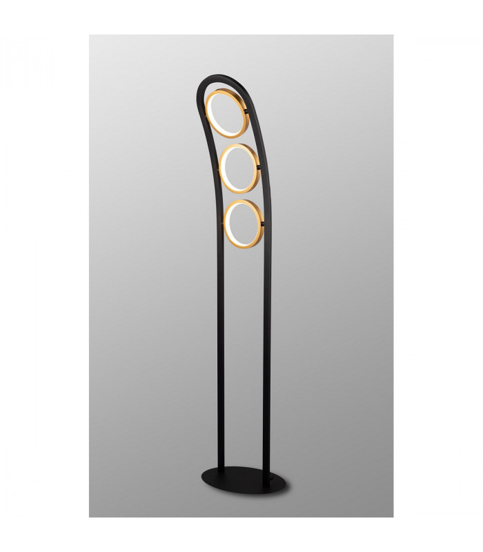 Geneseo Floor Lamp 3 Ring 25W LED 3200K 1375lm Satin Black Gold-3
