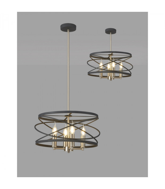 Freetown Ceiling Pendant 4 Light E14 Graphite Satin Nickel-3