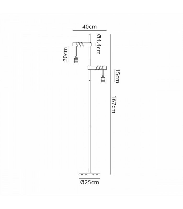 Hampton Floor Lamp 2 Light E27 Medium Oak Antique Brass-2