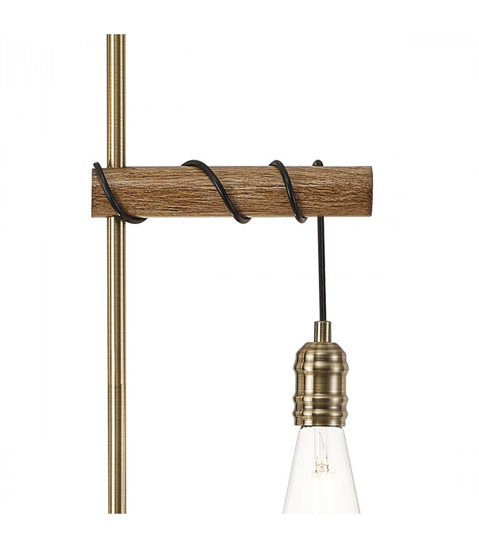Hampton Floor Lamp 2 Light E27 Medium Oak Antique Brass-7