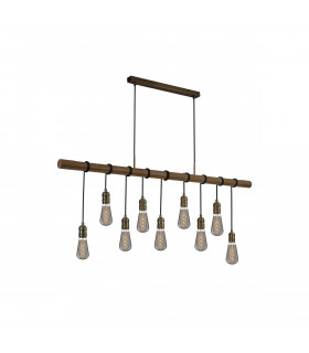 Hampton Ceiling Pendant 9 Light E27 Medium Oak Antique Brass-1