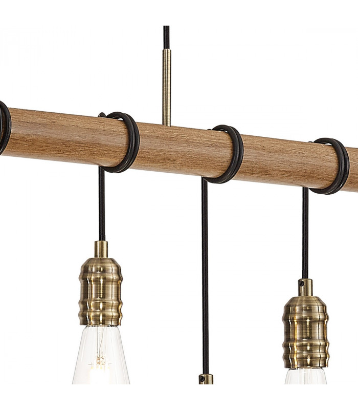 Hampton Ceiling Pendant 9 Light E27 Medium Oak Antique Brass-8