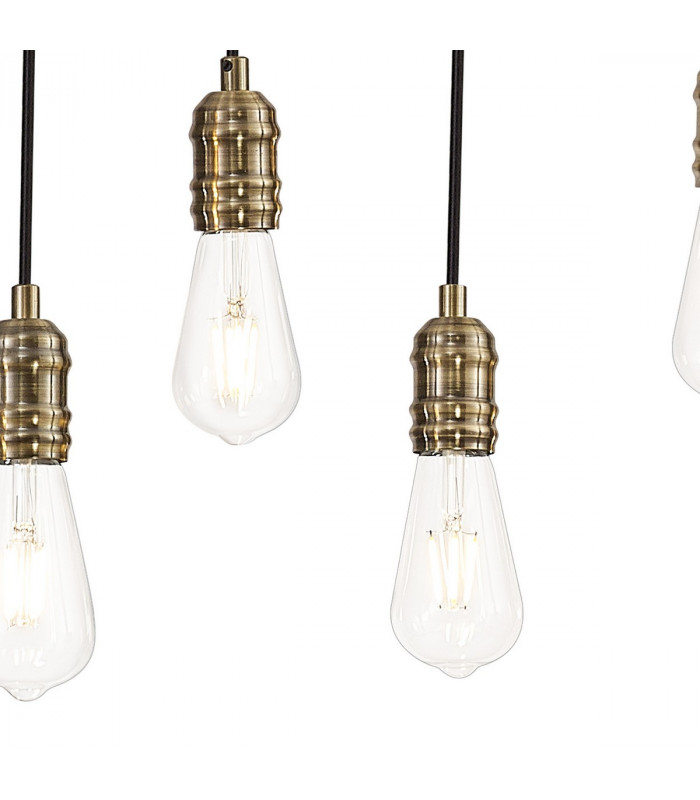 Hampton Ceiling Pendant 9 Light E27 Medium Oak Antique Brass-9