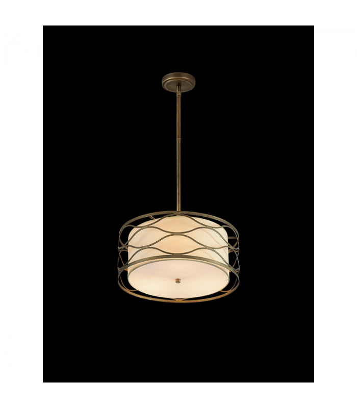 Milton Ceiling Pendant Convertible To Semi Flush 3 Light E14 Aged Gold Cream Fabric Shade-3